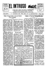 Portada:El intruso. Diario Joco-serio netamente independiente. Tomo XXVI, núm. 2263, jueves 27 de septiembre de 1928