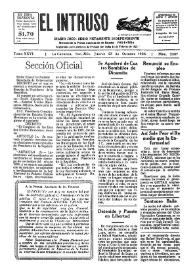 Portada:El intruso. Diario Joco-serio netamente independiente. Tomo XXVI, núm. 2287, jueves 25 de octubre de 1928