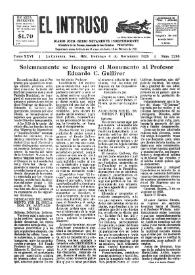 Portada:El intruso. Diario Joco-serio netamente independiente. Tomo XXVI, núm. 2295, domingo 4 de noviembre de 1928
