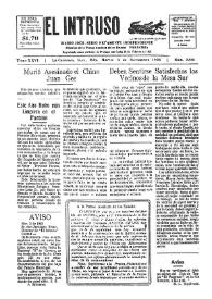 Portada:El intruso. Diario Joco-serio netamente independiente. Tomo XXVI, núm. 2296, martes 6 de noviembre de 1928