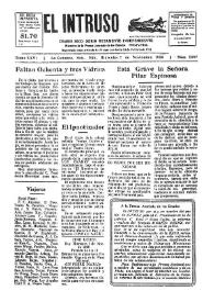 Portada:El intruso. Diario Joco-serio netamente independiente. Tomo XXVI, núm. 2297, miércoles 7 de noviembre de 1928