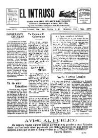 Portada:El intruso. Diario Joco-serio netamente independiente. Tomo XXVII, núm. 2333, martes 18 de diciembre de 1928