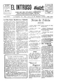 Portada:El intruso. Diario Joco-serio netamente independiente. Tomo XXVII, núm. 2340, jueves 27 de diciembre de 1928