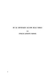 Portada:En el centenario de  D. Elías Tormo / por Enrique Lafuente Ferrari