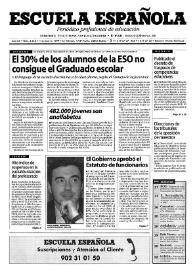 Portada:Escuela española. Año LIX, núm. 3416, 1 de julio de 1999