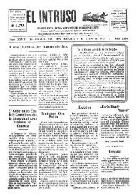 Portada:El intruso. Diario Joco-serio netamente independiente. Tomo XXVII, núm. 2350, miércoles 9 de enero de 1929