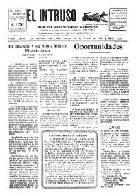 Portada:El intruso. Diario Joco-serio netamente independiente. Tomo XXVII, núm. 2357, jueves 17 de enero de 1929