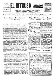 Portada:El intruso. Diario Joco-serio netamente independiente. Tomo XXVII, núm. 2376, viernes 8 de febrero de 1929