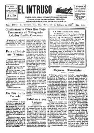Portada:El intruso. Diario Joco-serio netamente independiente. Tomo XXVII, núm. 2391, martes 26 de febrero de 1929