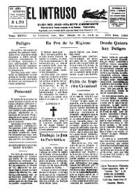Portada:El intruso. Diario Joco-serio netamente independiente. Tomo XXVIII, núm. 2435, sábado 20 de abril de 1929