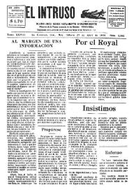 Portada:El intruso. Diario Joco-serio netamente independiente. Tomo XXVIII, núm. 2441, sábado 27 de abril de 1929