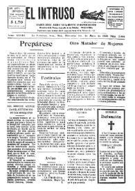 Portada:El intruso. Diario Joco-serio netamente independiente. Tomo XXVIII, núm. 2444, miércoles 1 de mayo de 1929