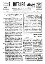 Portada:El intruso. Diario Joco-serio netamente independiente. Tomo XXVIII, núm. 2446, viernes 3 de mayo de 1929