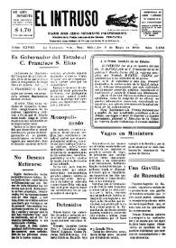 Portada:El intruso. Diario Joco-serio netamente independiente. Tomo XXVIII, núm. 2450, miércoles 8 de mayo de 1929