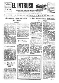 Portada:El intruso. Diario Joco-serio netamente independiente. Tomo XXVIII, núm. 2457, jueves 16 de mayo de 1929