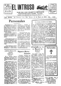 Portada:El intruso. Diario Joco-serio netamente independiente. Tomo XXVIII, núm. 2467, martes 28 de mayo de 1929