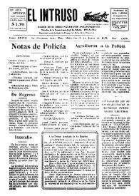 Portada:El intruso. Diario Joco-serio netamente independiente. Tomo XXVIII, núm. 2474, miércoles 5 de junio de 1929