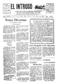 Portada:El intruso. Diario Joco-serio netamente independiente. Tomo XXVIII, núm. 2476, viernes 7 de junio de 1929