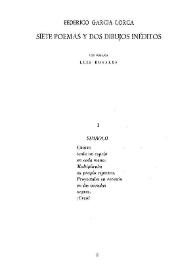 Portada:Siete poemas y dos dibujos inéditos / Federico García Lorca; los publica Luis Rosales