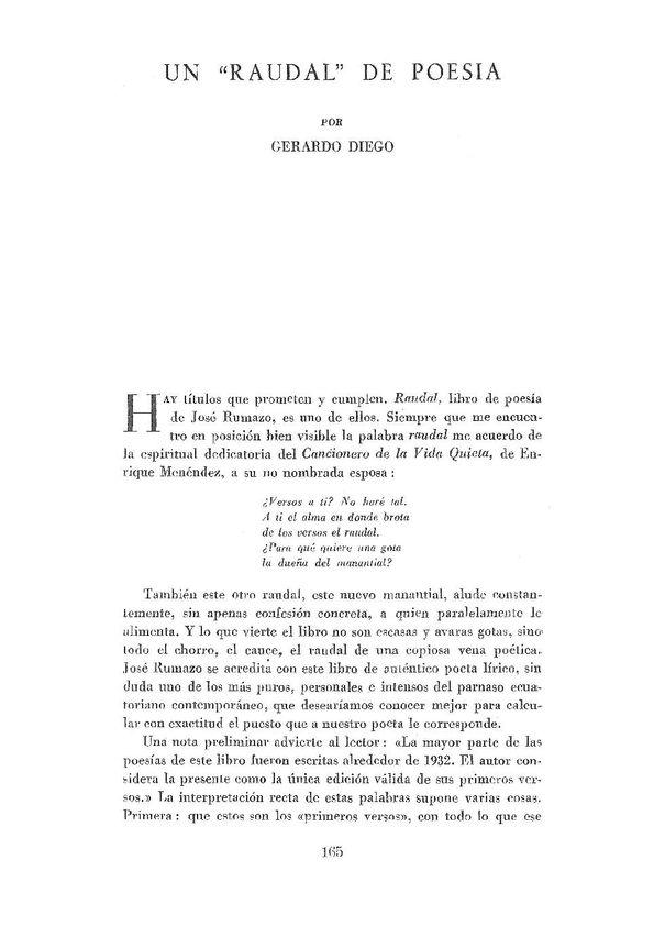 Un "Raudal" de poesía / por Gerardo Diego | Biblioteca Virtual Miguel de Cervantes