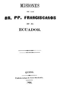 Portada:Misiones de los RR. PP. Franciscanos en el Ecuador