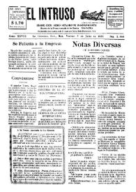 Portada:El intruso. Diario Joco-serio netamente independiente. Tomo XXVIII, núm. 2500, viernes 5 de julio de 1929