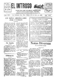 Portada:El intruso. Diario Joco-serio netamente independiente. Tomo XXV, núm. 2515, martes 23 de julio de 1929