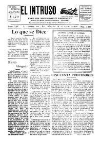 Portada:El intruso. Diario Joco-serio netamente independiente. Tomo XXV, núm. 2540, miércoles 21 de agosto de 1929