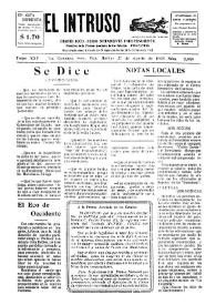 Portada:El intruso. Diario Joco-serio netamente independiente. Tomo XXV, núm. 2545, martes 27 de agosto de 1929