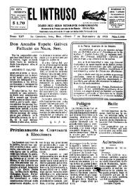 Portada:El intruso. Diario Joco-serio netamente independiente. Tomo XXV, núm. 2555, sábado 7 de septiembre de 1929