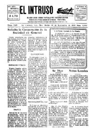 Portada:El intruso. Diario Joco-serio netamente independiente. Tomo XXV, núm. 2557, martes 10 de septiembre de 1929
