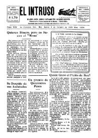 Portada:El intruso. Diario Joco-serio netamente independiente. Tomo XXV, núm. 2576, jueves 3 de octubre de 1929