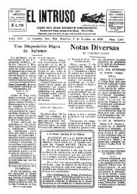 Portada:El intruso. Diario Joco-serio netamente independiente. Tomo XXV, núm. 2581, miércoles 9 de octubre de 1929