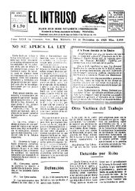 Portada:El intruso. Diario Joco-serio netamente independiente. Tomo XXVI, núm. 2640, miércoles 18 de diciembre de 1929