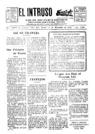 Portada:El intruso. Diario Joco-serio netamente independiente. Tomo XXVI, núm. 2650, martes 31 de diciembre de 1929