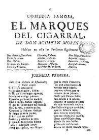 Comedia famosa El Marqués del Cigarral / de Don Agustín Moreto | Biblioteca Virtual Miguel de Cervantes