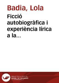 Portada:Ficció autobiogràfica i experiència lírica a la \"Tragèdia de Caldesa\" de Joan Roís de Corella / Lola Badia