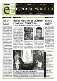 Portada:Escuela española. Año LXI, núm. 3503, 19 de julio de 2001