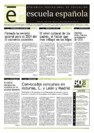 Portada:Escuela española. Año LXI, núm. 3513, 8 de noviembre de 2001