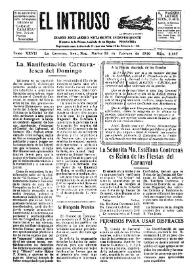 Portada:El intruso. Diario Joco-serio netamente independiente. Tomo XXVII, núm. 2697, martes 25 de febrero de 1930
