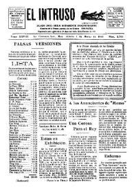 Portada:El intruso. Diario Joco-serio netamente independiente. Tomo XXVIII, núm. 2701, sábado 1 de marzo de 1930