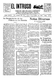 Portada:El intruso. Diario Joco-serio netamente independiente. Tomo XXVIII, núm. 2715, martes 18 de marzo de 1930