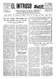 Portada:El intruso. Diario Joco-serio netamente independiente. Tomo XXVIII, núm. 2721, martes 25 de marzo de 1930