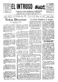 Portada:El intruso. Diario Joco-serio netamente independiente. Tomo XXVIII, núm. 2723, jueves 27 de marzo de 1930