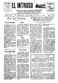 Portada:El intruso. Diario Joco-serio netamente independiente. Tomo XXVIII, núm. 2772, martes 27 de mayo de 1930