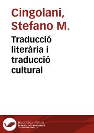 Portada:Traducció literària i traducció cultural / Stefano M. Cingolani