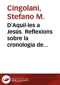 Portada:D'Aquil·les a Jesús. Reflexions sobre la cronologia de les obres de Joan Roís de Corella / Stefano M. Cingolani