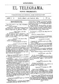 Portada:El Telegrama : diario progresista. Año I, núm. 14, sábado 15 de junio de 1889