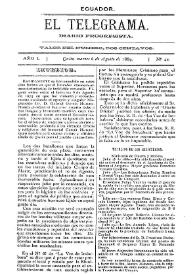 Portada:El Telegrama : diario progresista. Año I, núm. 42, martes 6 de agosto de 1889