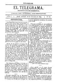 Portada:El Telegrama : diario progresista. Año I, núm. 60, miércoles 18 de septiembre de 1889